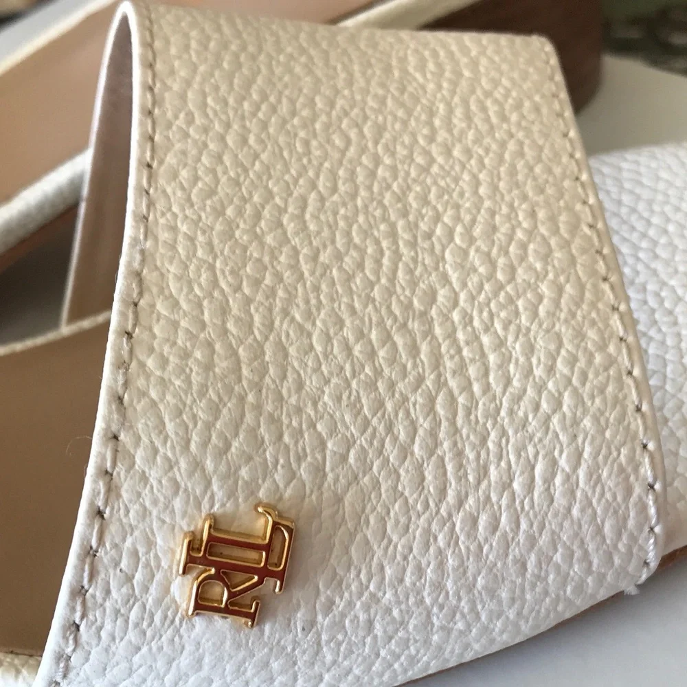 RALPH LAUREN LEATHER SLIP ON SANDALS - Picture 12 of 14